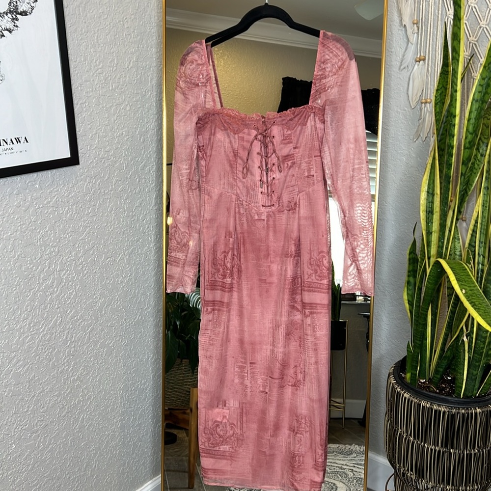 House of CB 'Seraphina' Pink Print Corset dress NWOT - Picture 10 of 11